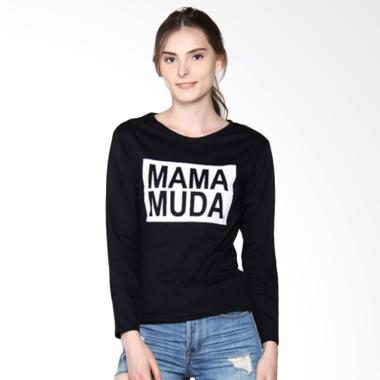 JCLOTHES Kaos Lengan Panjang Wanita Mama Muda - Hitam