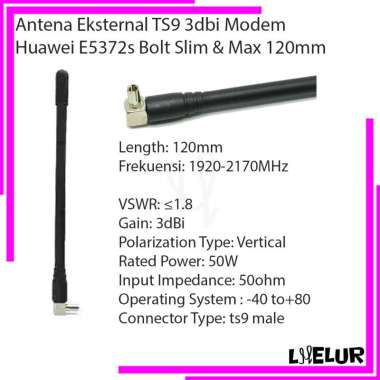 Antena Eksternal TS9 3dbi Modem Huawei E5372s Bolt Slim & Max 120mm - OEM