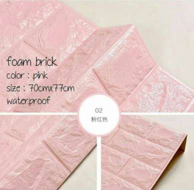 Wall Brick Foam 3D Wallpaper Dinding Batu Bata Modern Pink