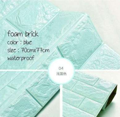 Wall Brick Foam 3D Wallpaper Dinding Batu Bata Modern Biru Telur Asin
