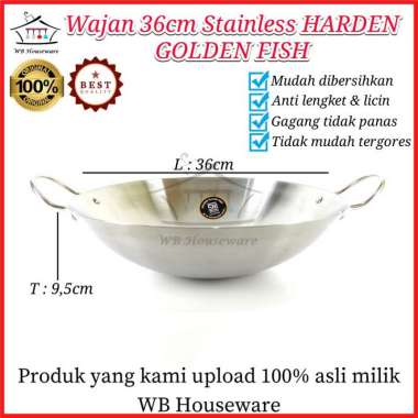 Wajan 36cm penggorengan anti lengket Stainless HARDEN GOLDEN FISH