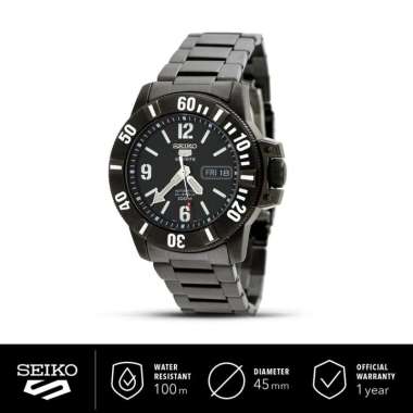Jam Tangan Pria Seiko 5 Original Sports SNZG85K1 Automatic Black IP Bracelet