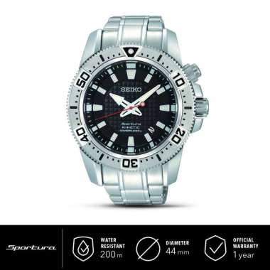 Jam Tangan Pria Seiko Sportura Kinetic Quartz Diver Stainless Steel SKA509P1 SKA509 Original Silver