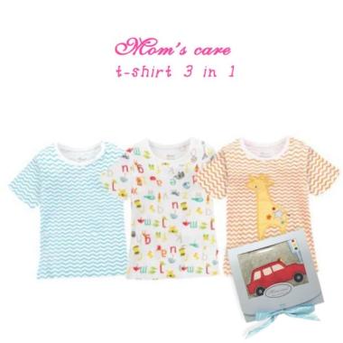 Moms Care T-shirt Pendek 3in1 Boy Giraffe 6m Pakaian Anak Laki Laki