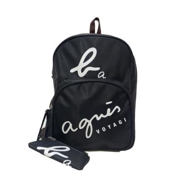 Chloebaby Shop S296 Ransel Tas Voya ... anvas Tas Sekolah - Black