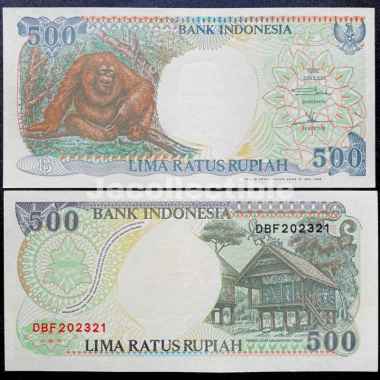 Uang Kuno 500 Rupiah 1992 Orang Utan UNC GRESS