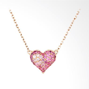 Tiaria 18K Tourmaline Sweet Heart Perhiasan Emas Kalung Wanita