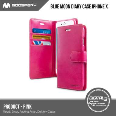 Mercury Goospery Blue Moon Diary Case iPhone X / XS Flip Casing Pink