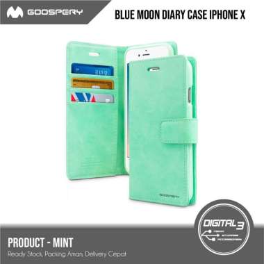 Mercury Goospery Blue Moon Diary Case iPhone X / XS Flip Casing Mint
