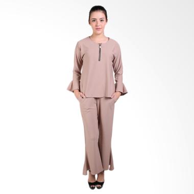 Jfashion Blouse Tangan Terumpet Dan Celana Kulot Setelan Wanita - Priyanka Krem Jfashion Blouse Tangan Terumpet Dan Celana Kulot Setelan Wanita - Priyanka Krem