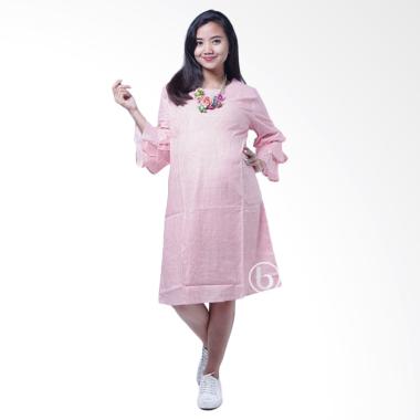 Mama Hamil DRO 851 Kotak Layer Nagita Dress Baju Hamil - Pink
