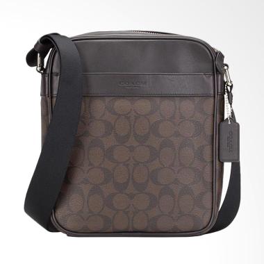 Coach Men PVC Mahogany Charles Flight Messenger Sling Bag - Brown