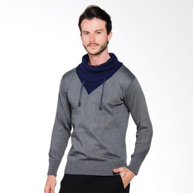 VM Rajut High Neck Tali Sweater Pria - Abu tua Semua Ukuran Abu - abu
