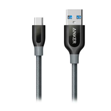 JCC - Anker PowerLine+ USB-C to USB-A 3.0 (3ft/0.9m) - Gray