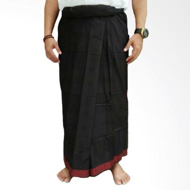 Sapphire Tumpal Kembang Sarung Tenun Pria - Hitam Merah