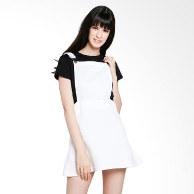 Yoorafashion RK132 Afwindo Rok Overall Dungaree Body Skirt Wanita - White Yoorafashion RK132 Afwindo Rok Overall Dungaree Body Skirt Wanita - White