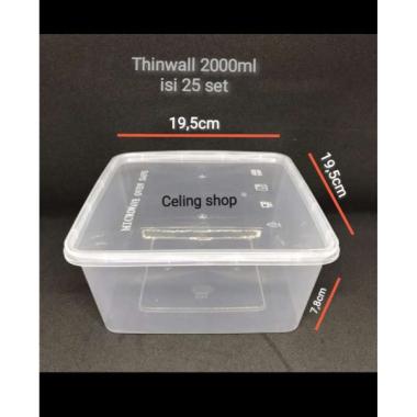thinwall bening 2000ml SQ kotak makan plastik persegi food grade