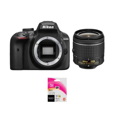 Nikon D3400 Body + Lensa AF-P 18-55mm non VR + Memory Sony 8GB