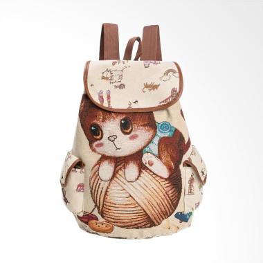 Lansdeal YHL70810181B Women Cute Ca ... anvas Drawstring Backpack
