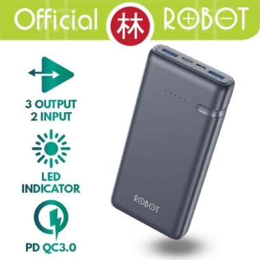 Robot RT21 20000mAh 18W Two-Way Dual USB Quick Charger Powerbank Grey