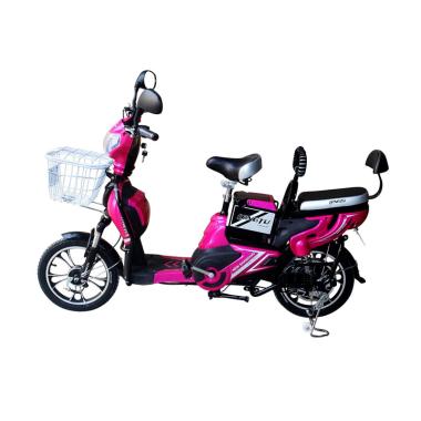TERBAIK Langtu New Shanghai Type Sepeda Listrik - Pink