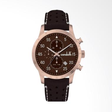Condotti Dettaglio Dual Time Brown Leather Strap Watch Jam Tangan Pria [CN1021-RG05-L26] Brown