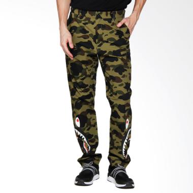 A Bathing Ape 1st Camo Shark Celana Jogger Pria - Green