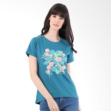 Mobile Power H6825 Ladies Basic Flower Printing T-shirt - Green