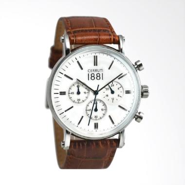 Cerruti Leather Strap Jam Tangan Pria - Brown White [CRA110SN01BR] Brown