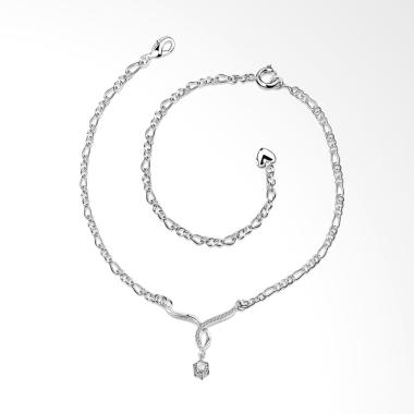 SOXY LKNSPCA014 Simple Anklet Stone ... onds Gelang Kaki - Silver