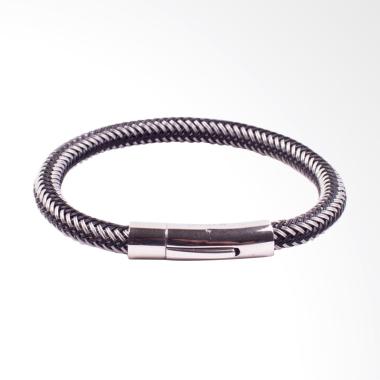STRAPS Kulit Optimus Gelang Pria - Black Silver