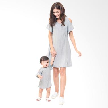 MOOIMOM Cold Shoulder Nursing Dress ... uple Ibu Anak - Grey Girl
