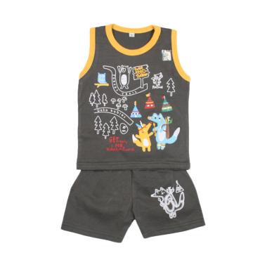Uaka Baby UK-611141 Baju Bayi Setelan Singlet Oblong - Abu