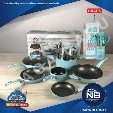 Panci Set 9 Pcs Supra Chef Renatta Moeloek + JIB Silicone Utensil Set tosca