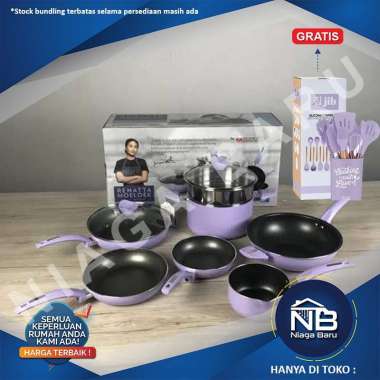 Panci Set 9 Pcs Supra Chef Renatta Moeloek + JIB Silicone Utensil Set lilac