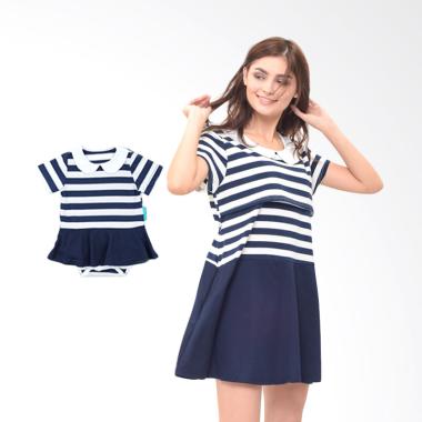 Mooimom Girl Dress Set Baju Couple Hamil Menyusui & Anak - Navy