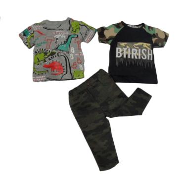 VERINA BABY 3in1 Atasan Dino and Ar ... s Set Pakaian Anak - Grey