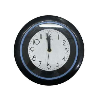 Jam Dinding Niigata Bulat Tulisan Angka Rainbow / Hitam Diameter 22 Cm + Baterai Biru
