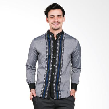 VM Slimfit Tangan Panjang Kemeja Muslim Baju Koko - Abu-Abu