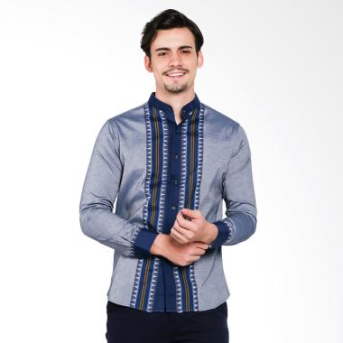 VM Slimfit Tangan Panjang Kemeja Muslim Baju Koko - Biru Muda