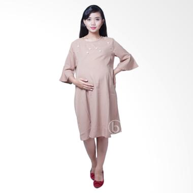 Mama Hamil DRO 889 Naomi Permata Mutiara Baju Dress Ibu Hamil - Coklat Mama Hamil DRO 889 Naomi Permata Mutiara Baju Dress Ibu Hamil - Coklat