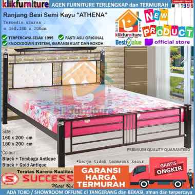 Ranjang Besi Tempat Tidur Besi Semi Kayu 160x200 cm ATHENA Success