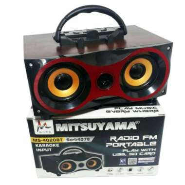 SPEAKER WIRELESS BLUETOOTH MITSUYAMA MS-4020BT RADIO FM KARAOKE SALON AKTIF PORTABLE USB MOTIF KAYU
