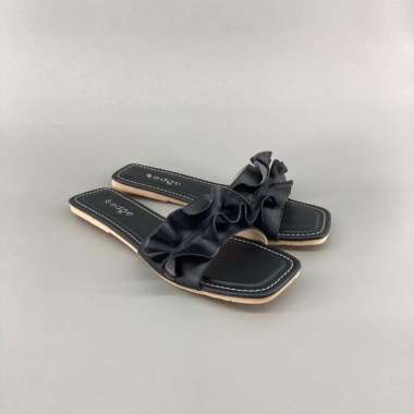 Sandal Wanita Teplek Sandal Teplek Kerut Bunga Sol Karet Anti Slip 41 hitam