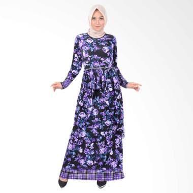 Jfashion Aqillah Maxi Corak Bunga Long Dress Gamis Wanita - Ungu