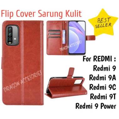 Flip Kulit Redmi 9A 9C 9T 9 Power Leather Case Sarung Dompet Casing Wallet Book Cover Softcase