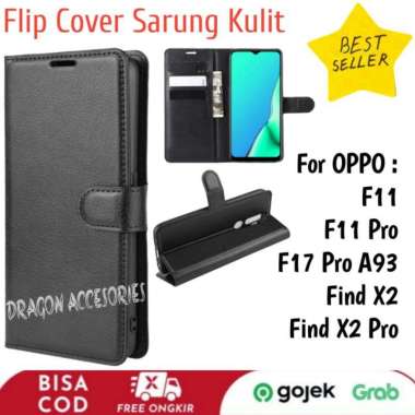 Flip Kulit Find X2 F11 F17 Pro A93 Oppo Leather Case Sarung Dompet Casing Wallet Book Cover