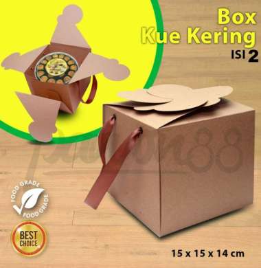 Kotak Kue Kering - Dus Kue Kering - Box Kue Kering KRAFT COKLAT - untuk isi 2 Toples 500 gram (6 pcs