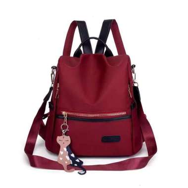 TAS RANSEL ANTI AIR STEIN TA126B5 BACKPACK PINK MOTIF KUCING WANITA HITAM 1049 Maroon