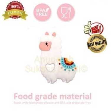 Gigitan Bayi Motif Hewan Mainan Teether Bayi Motif Hewan PREMIUM - Varian Squirrel Alpaca White